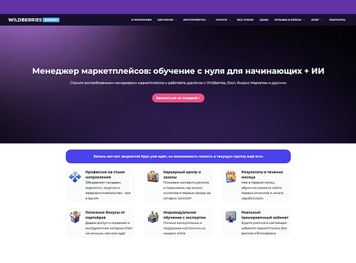 Онлайн курс Менеджер маркетплейсов, тариф «С наставником» от Wildberries Academy