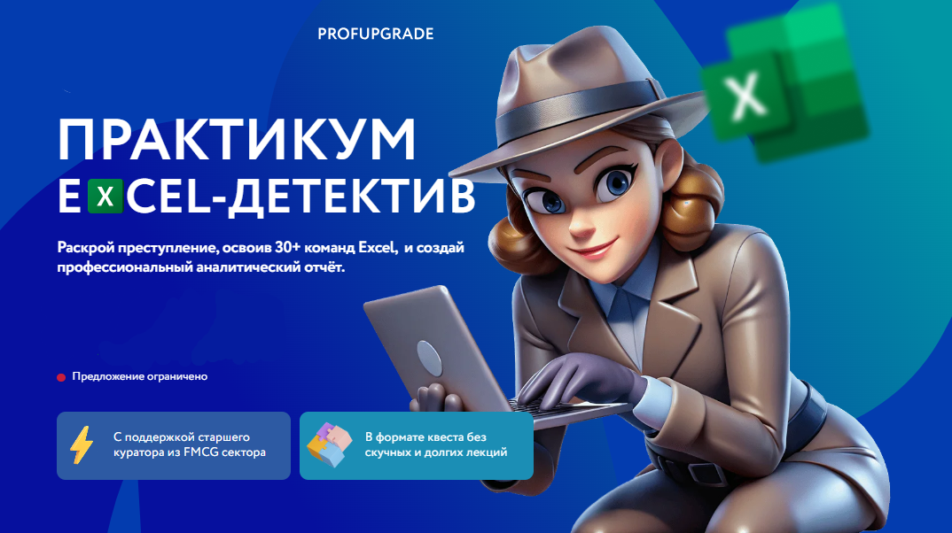 Онлайн курс Практикум “Excel детектив” от PROFUPGRADE Онлайн курс Практикум “Excel детектив” от PROFUPGRADE